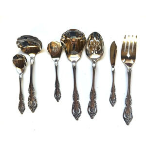 Set of 10 Assorted Brahms Oneida Pattern Stainless Serving Pieces